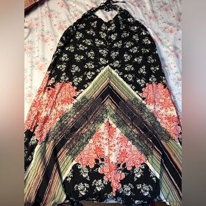 Angie Asymmetrical A-Line Maxi Dress Black and White‎